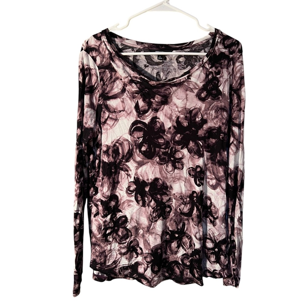 Simply Vera Vera Wang Women's Sz Large Long Sleeve T-Shirt Cowl Neck Dark Purple